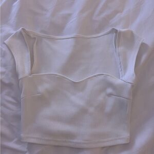 Elegant White Ribbed Women's Top